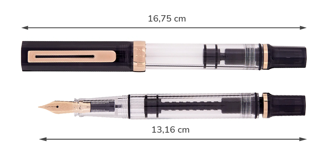 TWSBI pistove pero _black rosegold rozmer